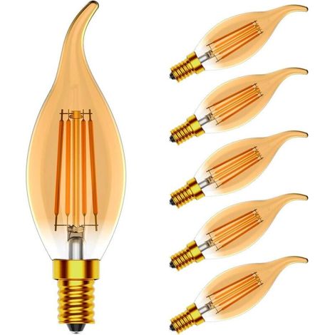 5X E14 Filament Bougie Lampe 4W Ampoule Edison LED C35 Blanc Chaud 2700K Lampe à Filament Haute Luminosité 400LM Ampoule Retr (1/4)