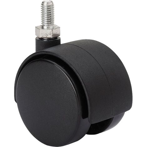 Lenkrolle mit Gewindestift und glatter Achse, schwarz, max. Tragkraft 50 kg, 10 x 15 cm, ø 5 cm