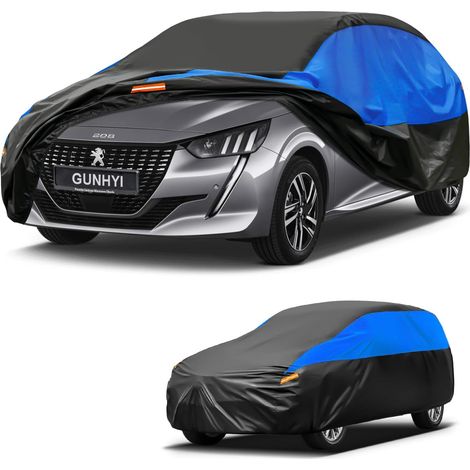 Housse de Voiture Imperméable et Respirante, Bâche pour Peugeot 208, Housse de Voiture Noire et Bleue, Bâche de Garage Complète pour Protéger de la Pluie.,Convient pour Peugeot 208 (1/5)