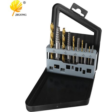 Kit de 10 pièces pour retirer les vis cassées (5 extracteurs + 5 forets) pour retirer les vis cassées. (1/5)