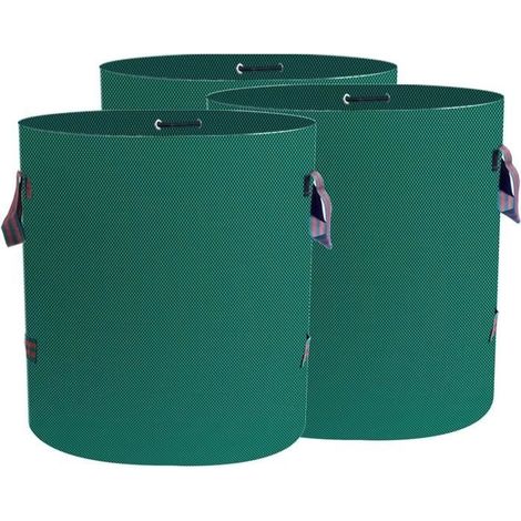 3 x 272-Liter-Gartenabfallsäcke, Grünschnittsäcke, Gartensäcke, stabil, wasserdicht, UV-beständig, faltbar und wiederverwendbar (1/4)
