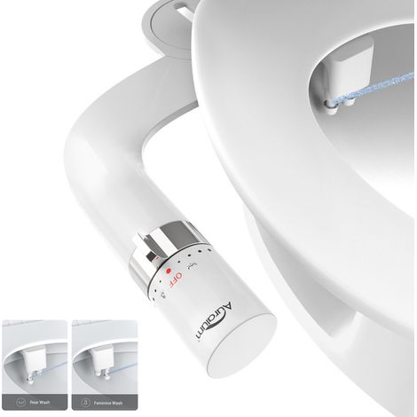 Auralum Max Bidet per WC Ultra Sottile Non Elettrico, Kit Igiene Intima WC con 2 Modalità (Igiene Femminile/Posteriore), Doppia Ugello, Finitura Cromata (1/5)