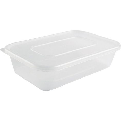 Petites boîtes en plastique micro-ondables avec couvercles 500ml (lot de 250) - 120 x 175 x 36 mm - FIESTA RECYCLABLE (1/5)