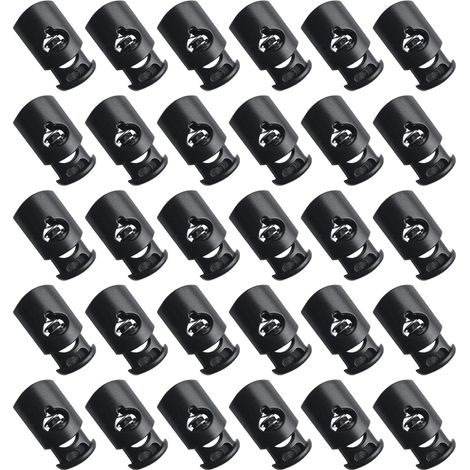 Lot de 30 bloque-cordons à ressort en plastique pour cordons, bagages, vêtements, sacs à dos, vêtements de sport, lacets, tentes (1/5)