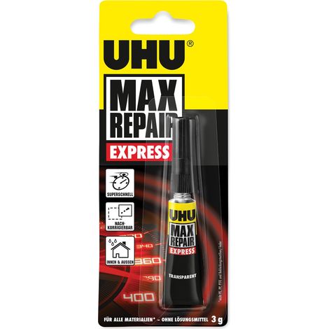 UHU 51150 Max Repair Express, tubetto da 3 g, Trasparente