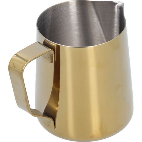 Pichet à lait en acier inoxydable 304 avec graduation intérieure, col pointu, couleur or, 600 ml (avec étiquette) (1/5)