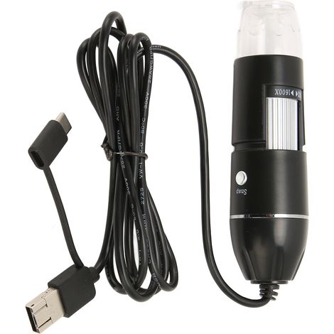Microscope numérique USB-C, micro-USB et USB 3-en-1, grossissement 50X à 1600X, caméra loupe 8 LED pour téléphone mobile, PC et ordinateur portable