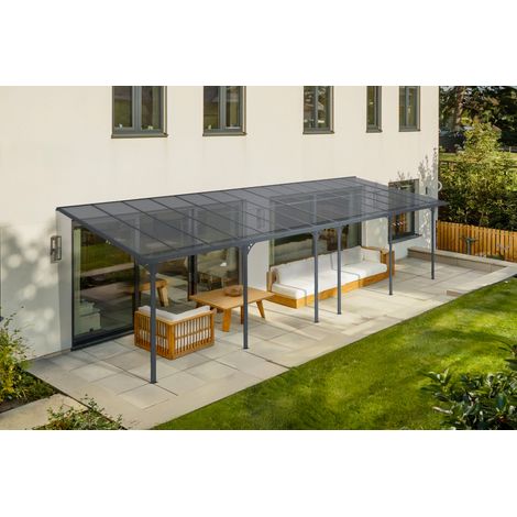 Toit terrasse/Carport 27m² KLEO 9x3m aluminium gris (1/5)