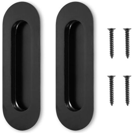 Pièces Poignées de Porte Coulissante en 201 Acier Inoxydable Brossé avec Vis Poignées de Porte Invisibles 120x40mm Poignée Ovale Encastrées Poignée de Meuble pour Armoire Tiroir - Noir (1/4)