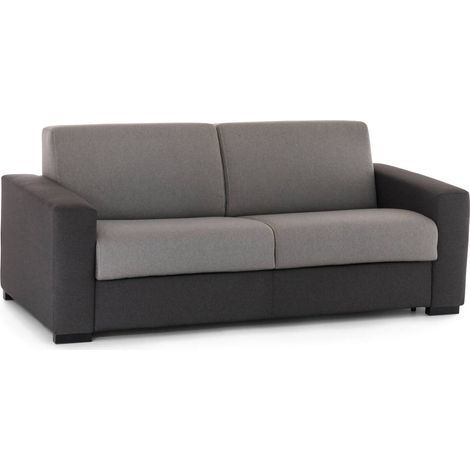 Talamo Italia Divano Letto Alexis, Divano a 2 posti Large, 100% Made in Italy, Sofà Soggiorno con apertura girevole, in tessuto imbottito, con Braccioli standard, Cm 200x95h90, Grigio e Antracite, con