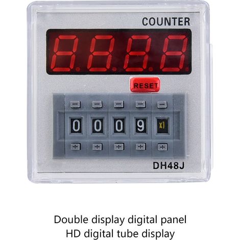 DH48J-A Compteur numérique, relais temporisé, affichage LED, 1-999900, 11 broches (220 V CA)