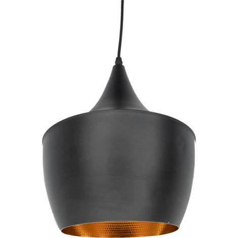 Jandei - Lampara techo Copa 24cm colgante negro y dorado Lampara Moderna