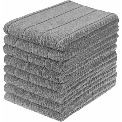 Microfibre Kitchen Towels, Extra Large and Super Absorbent Kitchen Towels, 50 x 70 cm, Gray (1/5)