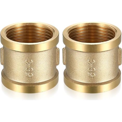 2 Pcs Manchon en Laiton 1 Pouce Filetage Femelle, Manchon Laiton Double Femelle 26/34, Connecteur Raccord 1" IG/IG, Raccord Fileté pour Chauffage Système Eau Potable (1/5)