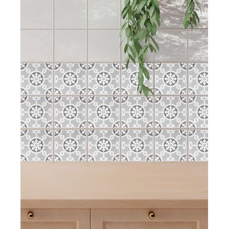 Sticker adhésif homestaging, carrelage ciment formes classiques raccordables, x6, 15 cm X 15 cm (1/5)