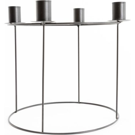 TrendLine Deko Metall Adventskranz schwarz Ø24,5cm Weihnachtskranz Tischkranz (1/3)