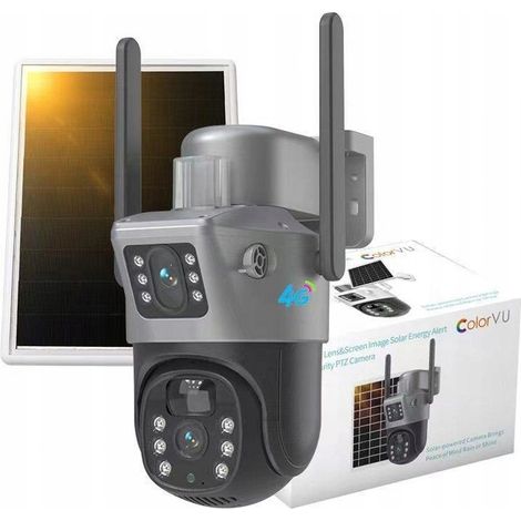 Solarbetriebene Außenkamera mit Schwenk-/Neigefunktion, GSM 4G LTE, SIM-Karte, 2 Objektive, 8 MP, 4K-Auflösung (1/5)