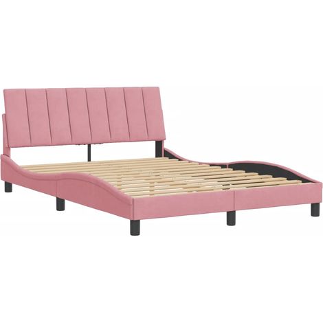 vidaXL Cadre de lit sans matelas Hanko rose 140x200 cm velours (1/5)