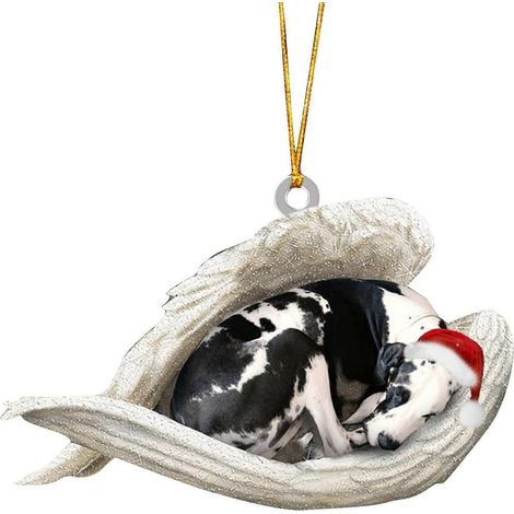 Hängender Weihnachtsauto-Anhänger, Engel-Hund-Design, aus bruchsicherem Acryl, mehrfarbig, ideal zum Dekorieren eines Baumes, eines Kranzes oder des Innenraums eines Autos. (1/5)