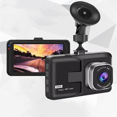 Dashcam Avant-Arrière - Enregistreur Vidéo Automobile 150° - Vision Nocturne - DVR avec Capteur G - Enregistrement Cyclique - 3 Pouces - 640x480 - Noir (1/5)