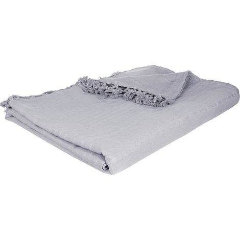 Jeté de lit en coton coloris gris clair - 250 x 230 cm -PEGANE- (1/2)