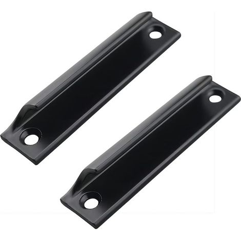2 Pièces 90 mm Poignée de Porte Coulissante, Noir Aluminium Poignée Meuble, Poignee de Meuble Cuisine, pour Portes de Balcon, Portes Coulissantes, Tiroirs (1/5)