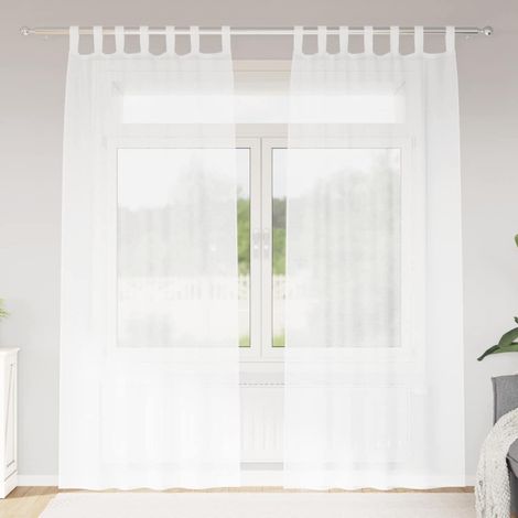 Voile-Vorhang mit Vorhängen 2 pcs Weiß 225 x 140 cm Polyester