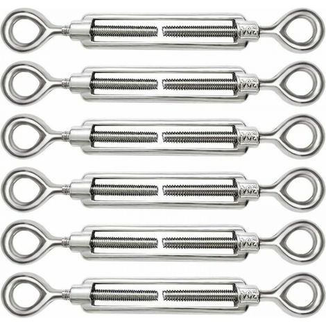 Lot de 6 tendeurs de câble réglables M5 en acier inoxydable 304, œillets et œillets pour tendeur de câble métallique, crochets et accessoires (1/5)