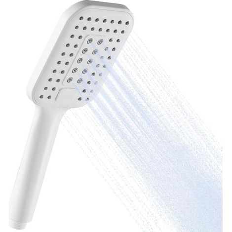 Pommeau de Douche, Pomme de Douche à Main à 3 Modes, Grande Pommeau de Douche Carré, Pomme Douche Économie d'Eau, Douchette pour Salle de Bain, Blanc (1/5)