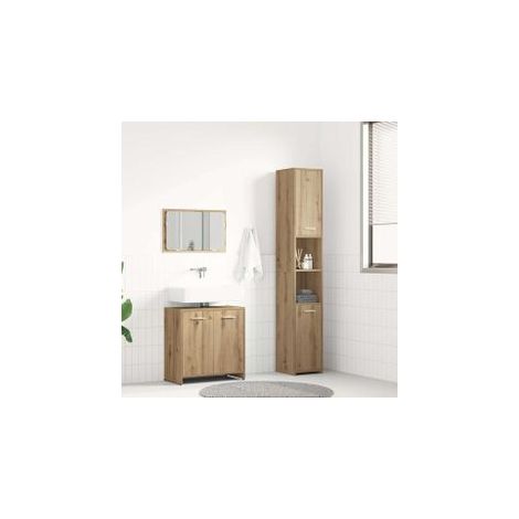Ensemble de meubles salle de bain 3 pcs bois d'ingénierie (1/5)