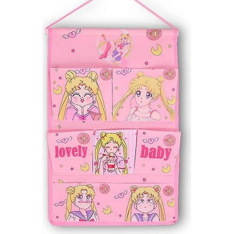 Organisateur mural à accrocher pour porte de placard, pochette de rangement Sailor Moon, décoration de chambre, compartiments pour vêtements et accessoires, solution de stockage suspendue pratique. (1/5)