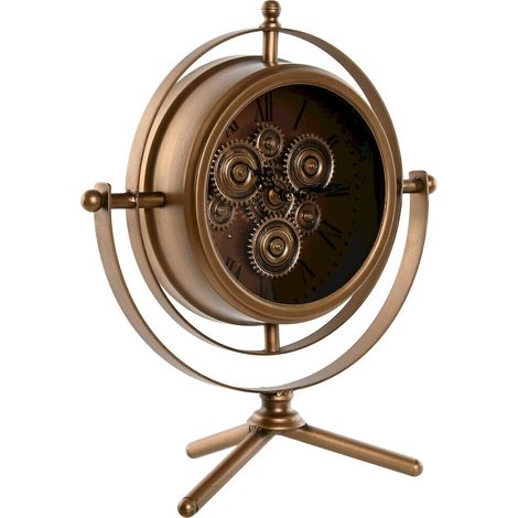 Horloge de table dorée style vintage en métal et verre - doré effet vieilli vintage (1/3)