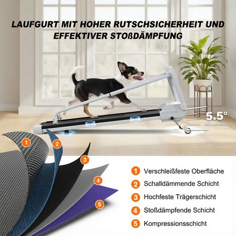 Tapis de course silencieux et connecté pour chien et chat (version 2025), vitesse ajustable, parfait pour petits et moyens canidés. (1/5)