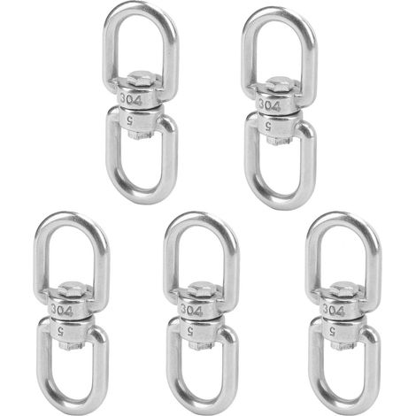 crochets pivotants M5 à double extrémité, connecteurs à anneau d'attache œil à œil en acier inoxydable 304 (1/4)