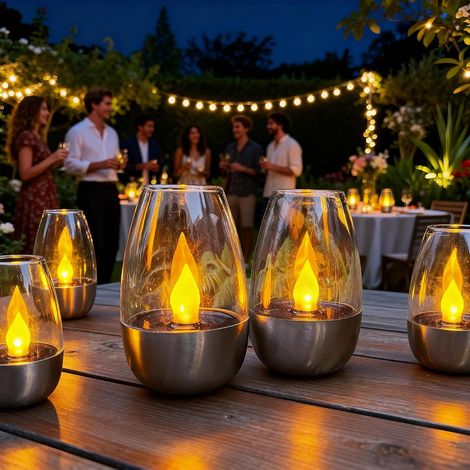 6 Solar-Teelichter – wasserdicht & mit Flackereffekt – Außenbeleuchtung für Garten, Terrasse und festliche Dekoration (1/4)