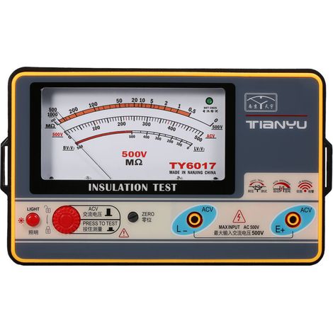 Testeur de résistance d'isolement Ohmmètre numérique Megger Testeur d'isolement portatif Megameter 0-1000MΩ 500V Instrument de mesure d'isolement mégohmmètre haute précision (1/5)