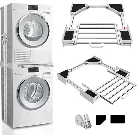 1. Bastidor de conexión, acero laminado en frío, toallero extensible, ancho 53-68 cm, para lavadora y secadora. (1/5)