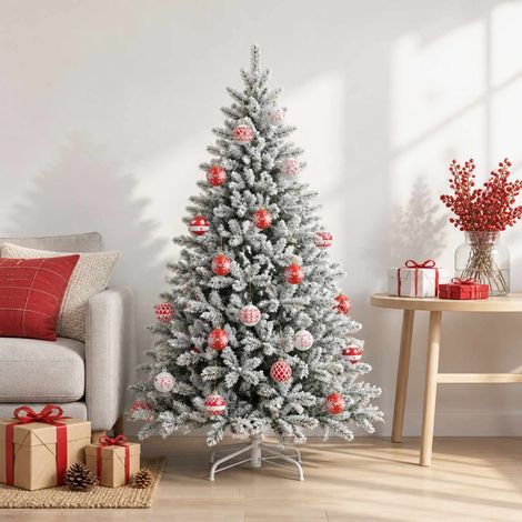 vidaXL Set di Palline di Natale 30 pz Rosso e Bianco Ø 6 cm Plastica (1/5)