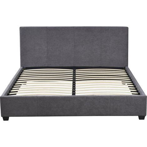 Doppelbett ROMA – 140x200 cm – PU grau – Lattenrost inklusive – Modernes Design – MDF-Struktur