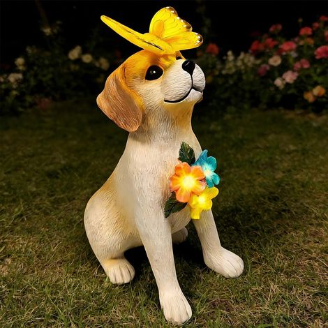 Solar Garden Statues Dog Ornament Accessories with LED Lights Decoration for Home Patio Balcony Yard Lawn Thanksgiving Unique for Women Dad Friends (1/5)