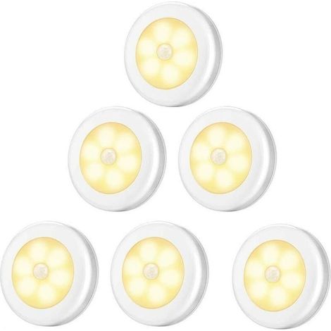 6 pièces lumière chaude blanche c2723 corps humain induction veilleuse chevet éclairage intelligent，pour l'éclairage intérieur et extérieur, la décoration (1/5)