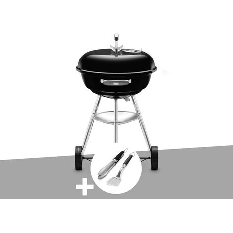 Barbecue à charbon Compact Kettle 47 cm + Kit ustensiles Premium 2 pièces - Weber