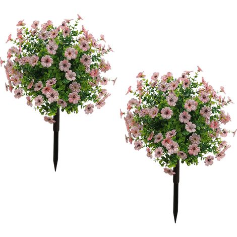 Set mit 2 lila Eukalyptus-Bodenpflanzgefäßen zur Terrassendekoration, künstliches Grün für den Außenbereich für Frühling/Sommer (rosa) (1/2)