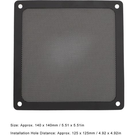 Ortviai Filtre à poussière magnétique pour ventilateur PC – Grille en PVC noir 140 x 140 mm, 4 pièces (1/4)