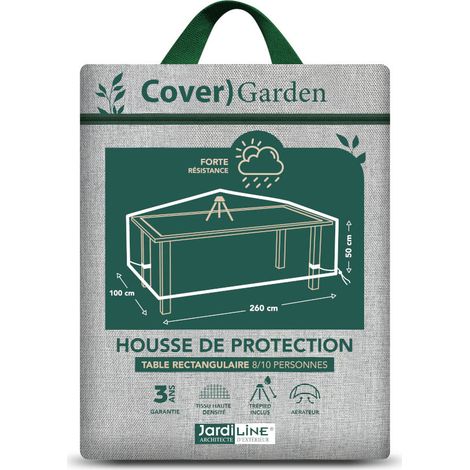 Housse de protection Cover Garden pour table de jardin rectangulaire 8-10 personnes - 260 x 100 x 50 cm - Jardiline