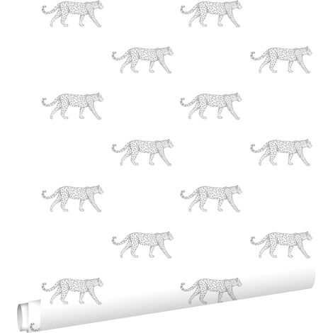 papier peint léopards blanc et gris clair - ESTAhome (1/5)