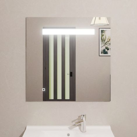 Miroir lumineux salle de bain 80x80 cm – Éclairage LED 600 lumens – Interrupteur sensitif – Classe 2 norme IP44 – Elegance (1/10)