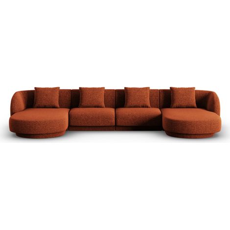 Canapé panoramique 5 places en chenille terracotta (1/5)