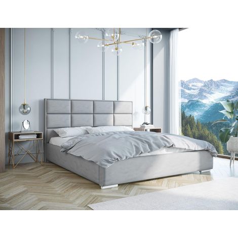 Lit Boxspring Kaja Ii - Gris - 160x222 Cm - Confort De Sommeil - Lit Moderne - Matelas À Ressorts Bonnell (1/4)