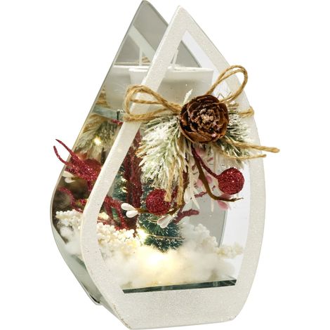 Photophore en Verre avec Bougie LED - Branches de Sapin - Objet décoratif - Lampe d'ambiance - Décoration de Noël - Objet de décoration - Ornements 3D (1/3)